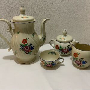 Seltmann Weiden Old Bavaria Porcelain Tea Set Hand Painted Folk Art (7 pcs)
